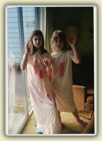 Emily and Sara as Ghosts