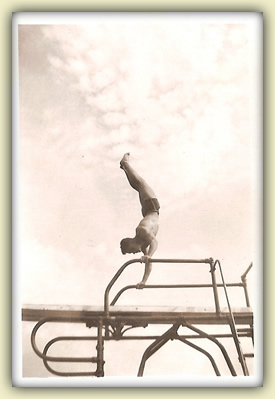 Warren: handstand on a diving board